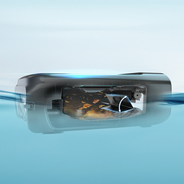 Aiper Surfer S2 Cordless Solar Robotic Skimmer diagram of it in the water