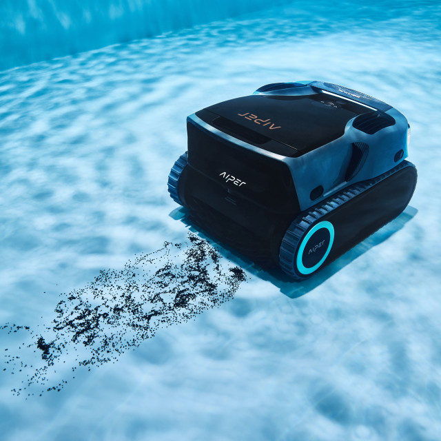Aiper Scuba X1 Pro Max Robotic Pool Cleaner on the bottom of the pool