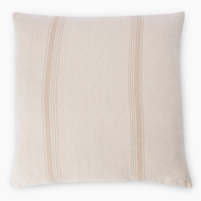 Thread Office White Yarn Dye Herringbone Stripe Scatter Cushion with Feather Blend Inner, 60cm x 60cm
