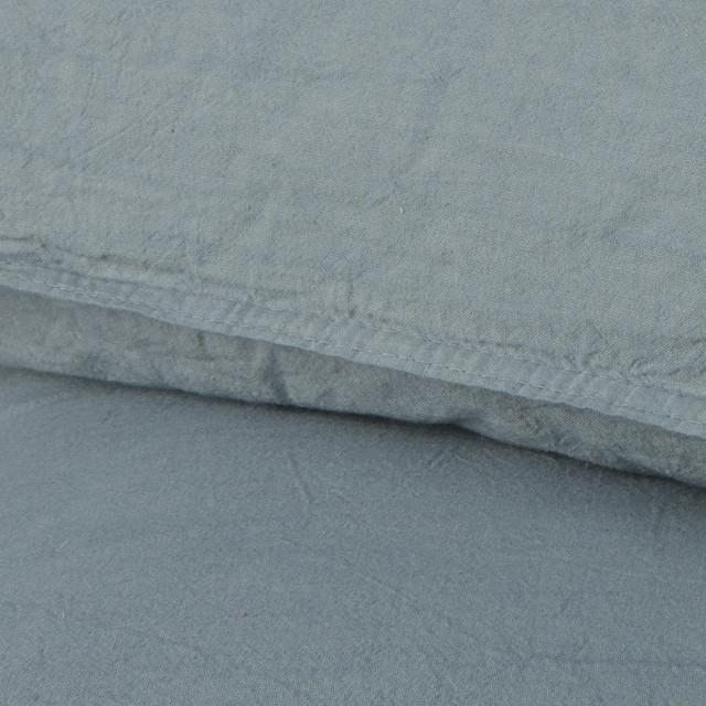 Thread Office Smoke Blue Washed Cotton Duvet Cover Set - Queen