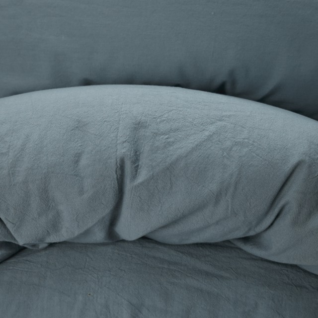 Detail image of Thread Office Smoke Blue Washed Cotton Duvet Cover Set