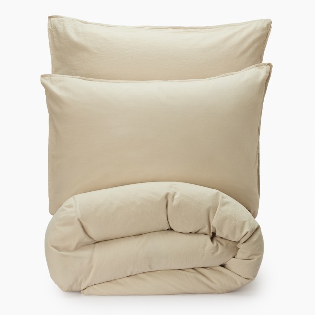 Thread Office Sand Beige Washed Cotton Duvet Cover Set