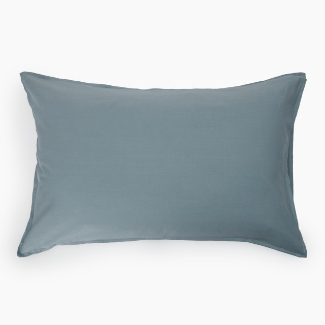 Thread Office Smoke Blue Washed Cotton Pillowcases, Set of 2 - Standard