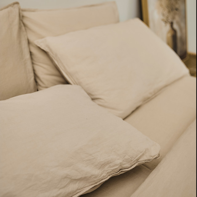 Thread Office Sand Beige Washed Cotton Pillowcases, Set of 2 - Standard