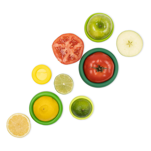 Food Huggers Silicone Airtight Food Covers, Set of 5 - Fresh Greens top view