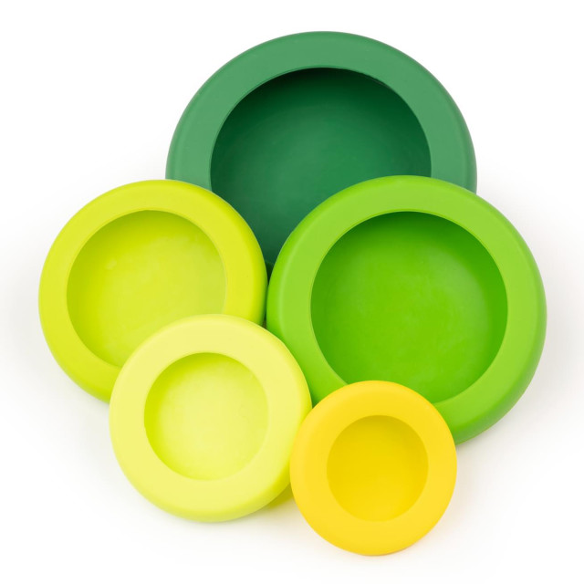 Food Huggers Silicone Airtight Food Covers, Set of 5 - Fresh Greens