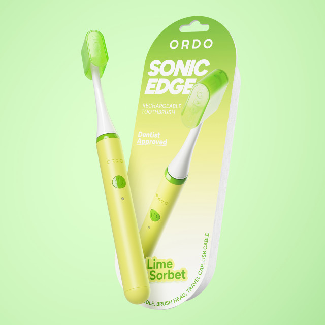 Ordo Sonic Edge Rechargeable Toothbrush - Lime Sorbet with packaging