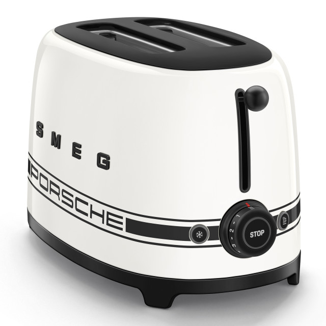 Smeg Porsche x Smeg Retro Style 2-Slice Toaster, 950W - Carrara White side view