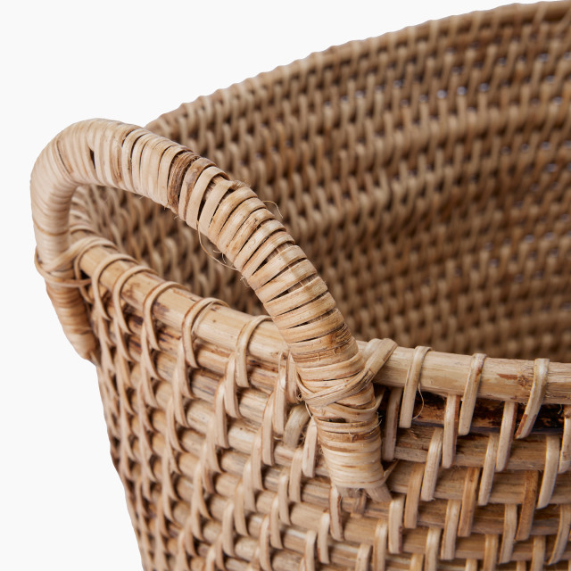 Thread Office Rattan Oval Large Storage Basket handle close up