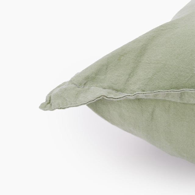 Thread Office Sage Washed Cotton Oxford Border Bedroom Scatter, 30cm x 90cm