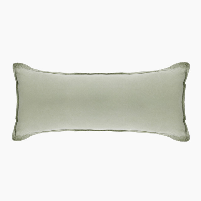Thread Office Sage Washed Cotton Oxford Border Bedroom Scatter, 30cm x 90cm