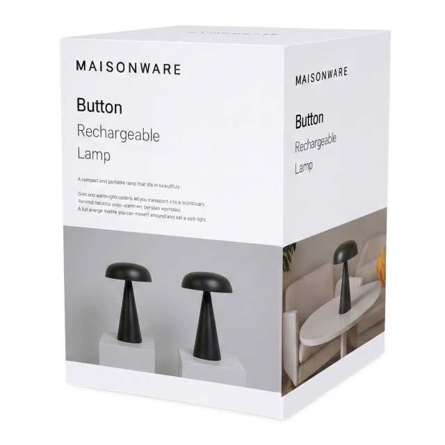 Maisonware Button Portable & Rechargeable Lamp - Matte Black