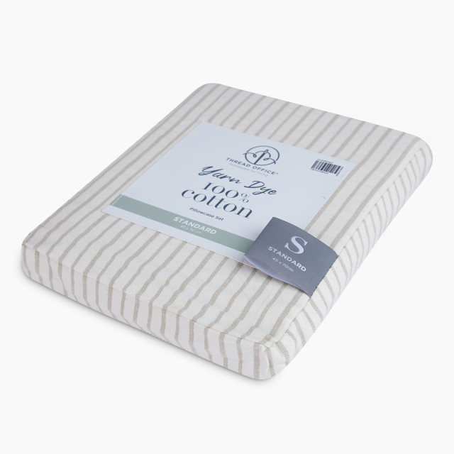 Thread Office Natural Yarn Dye Reversible Stripe Pillowcase packaging