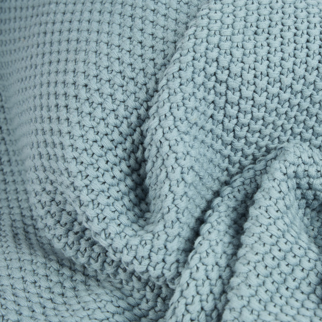 Thread Office Smoke Blue Knitted Cotton Throw, 180cm x 200cm