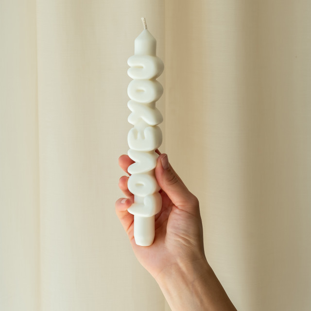 CandleHand Love You 3D Taper Candle - White