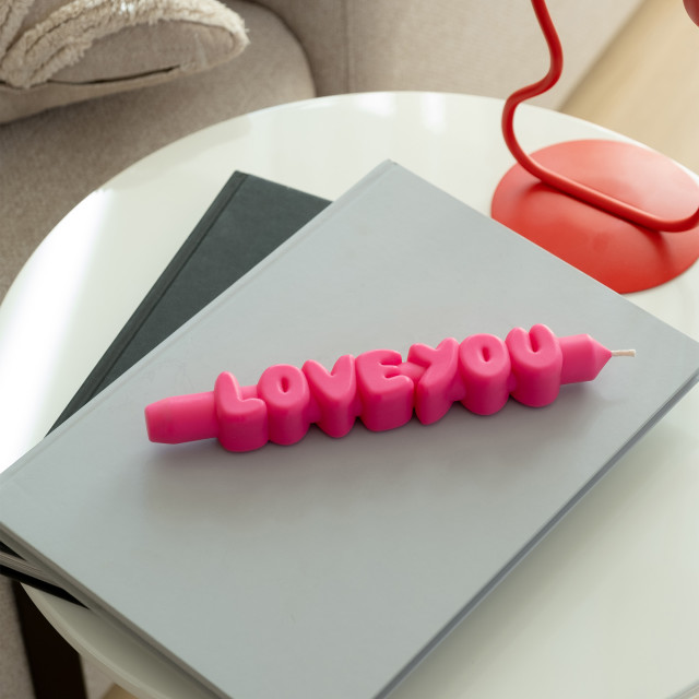 CandleHand Love You 3D Taper Candle - Pink