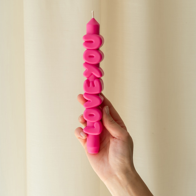 CandleHand Love You 3D Taper Candle - Pink