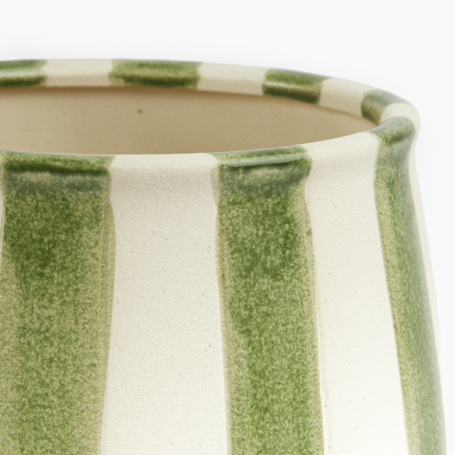 Thread Office Ceramic Green Stripe Planter