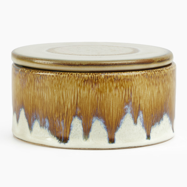 Thread Office Brown Reactive Glaze Ceramic Filled Candle With Lid