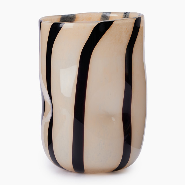 Thread Office Bone & Black Organic Stripe Glass Vase