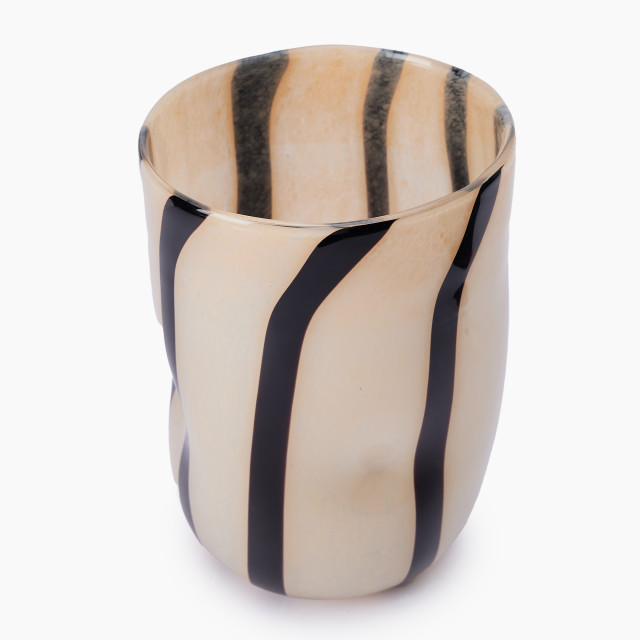 Thread Office Bone & Black Organic Stripe Glass Vase