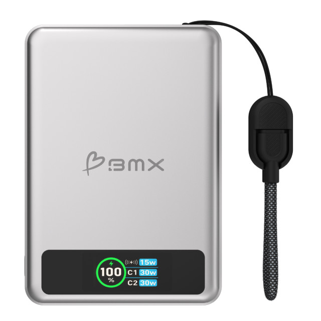 BMX SolidSafe 10000mAh Solid-State Magnetic Power Bank - Silver