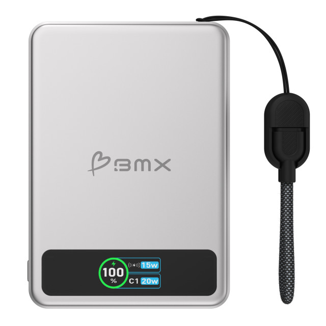 BMX SolidSafe 5000mAh Solid-State Magnetic Power Bank - Silver