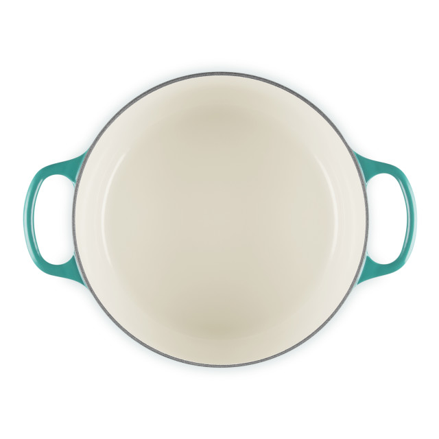 Le Creuset Riviera Signature 3.3L Round Cast Iron Casserole, 22cm top view open