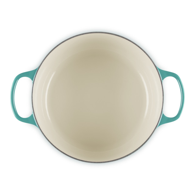 Le Creuset Riviera Signature 5.3L Round Cast Iron Casserole, 26cm top view open