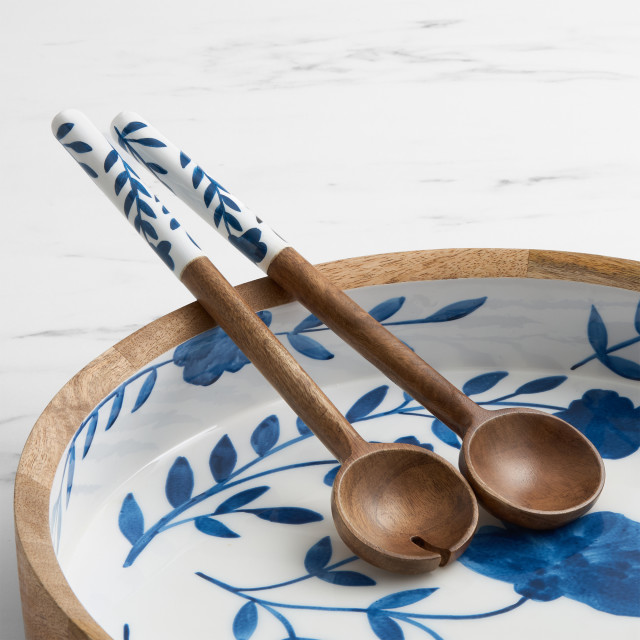 Salisbury & Co Wildflower Calla Salad Servers, Set of 2 in bowl