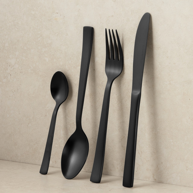 Salisbury & Co Black Baltic Cutlery Set, 24-Piece 