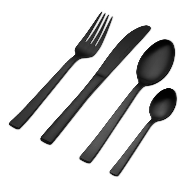 Salisbury & Co Black Baltic Cutlery Set, 24-Piece