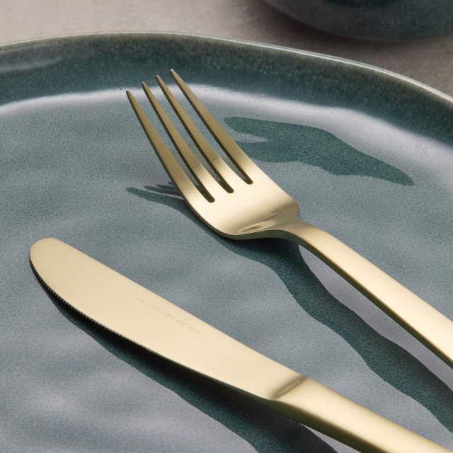 Salisbury & Co Gold Baltic Cutlery Set, 24-Piece close up