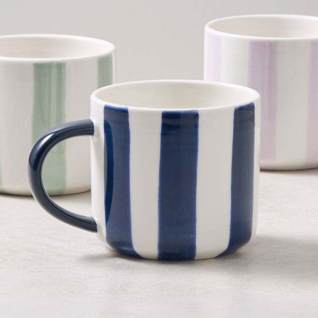 Salisbury & Co Striped Collective Mug, 425ml - Navy