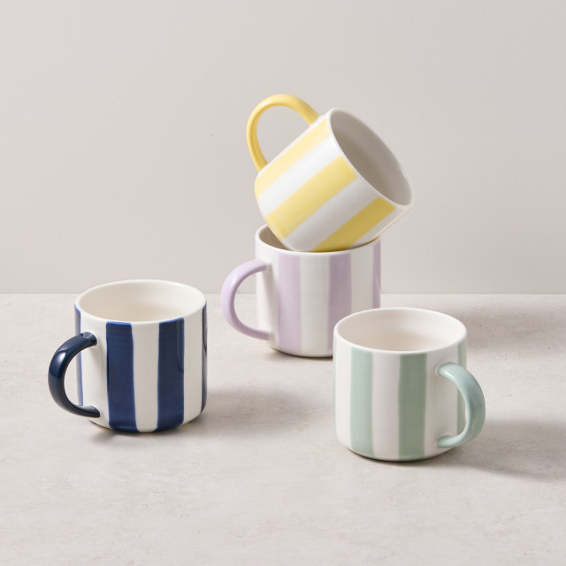 Salisbury & Co Striped Collective Mug, 425ml - Butter