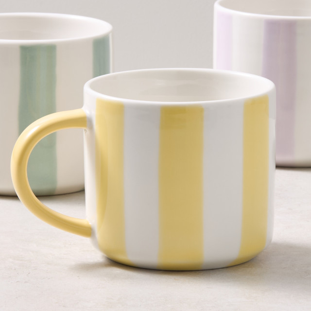 Salisbury & Co Striped Collective Mug, 425ml - Butter