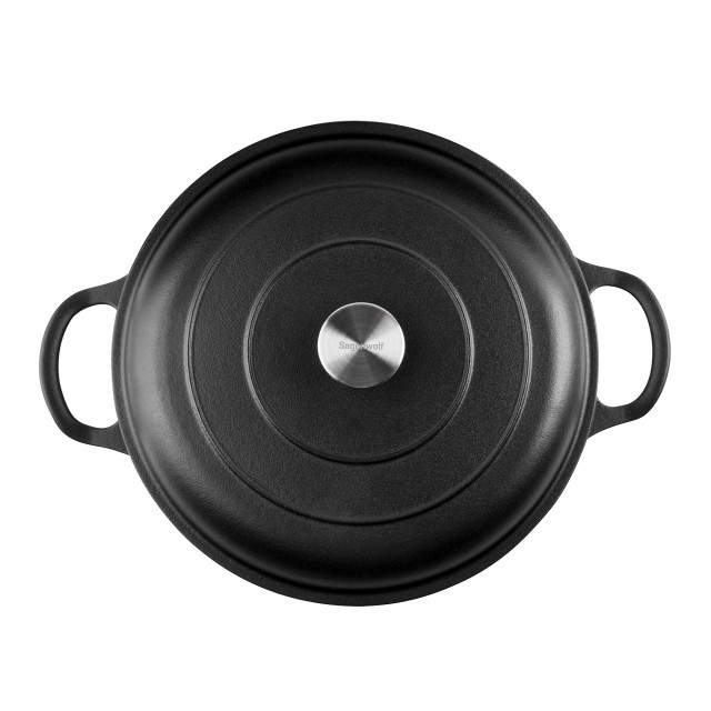 Sagenwolf Shallow Cast Iron Casserole Pot, 30cm