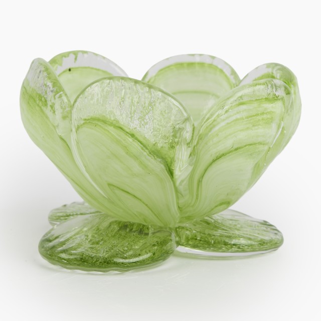 Thread Office Glass Flower Candle Holder - Green