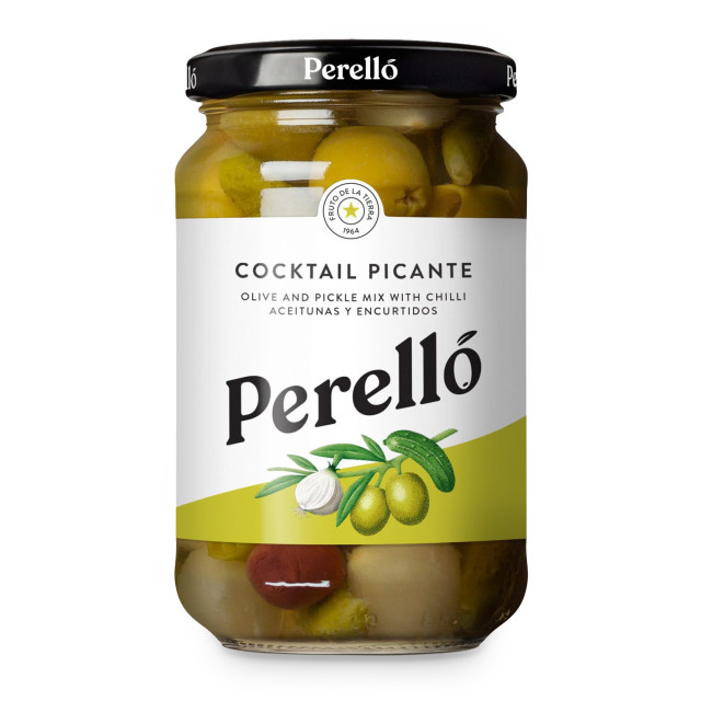 Perello Cocktail Olive & Pickle Mix with Chilli in Jar, 160g