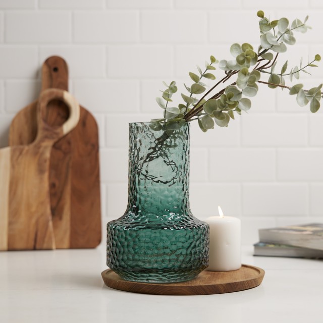 Thread Office Green Dimple Funnel Glass Vase