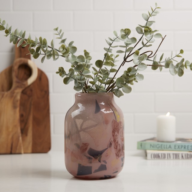 Thread Office Pink Marbled Glass Vase