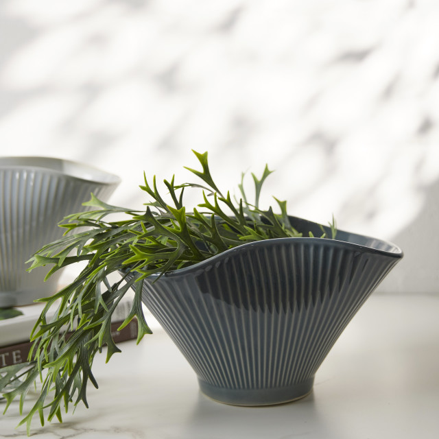 Thread Office Blue Curvy Ceramic Planter