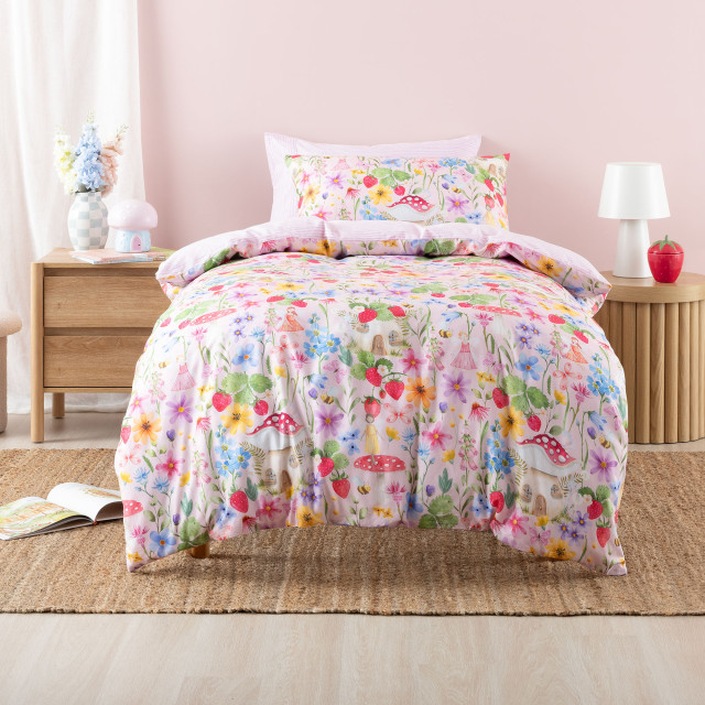 Linen House Strawberry Meadow Duvet Cover Set - Three Quarter