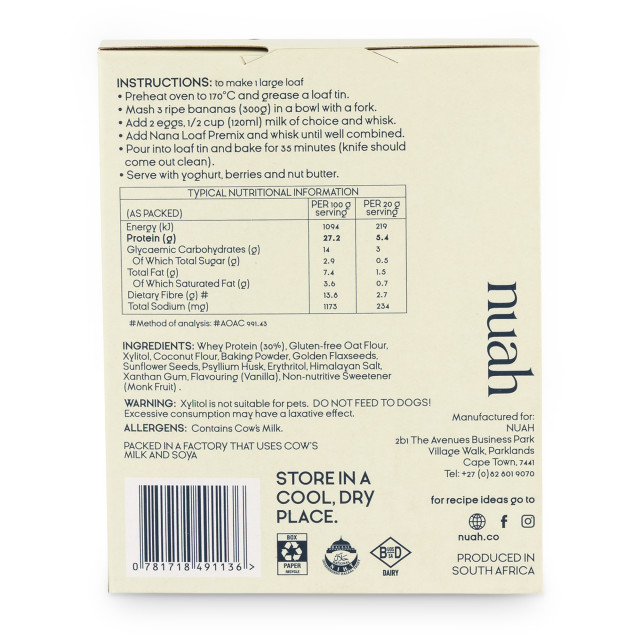 Nuah Protein Nana Loaf Premix, 200g