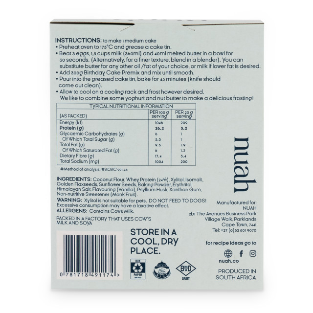 Nuah Protein Birthday Cake Premix, 300g