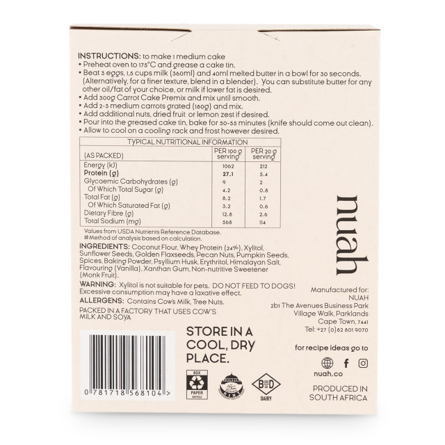 Nuah Protein Carrot Cake Premix, 300g