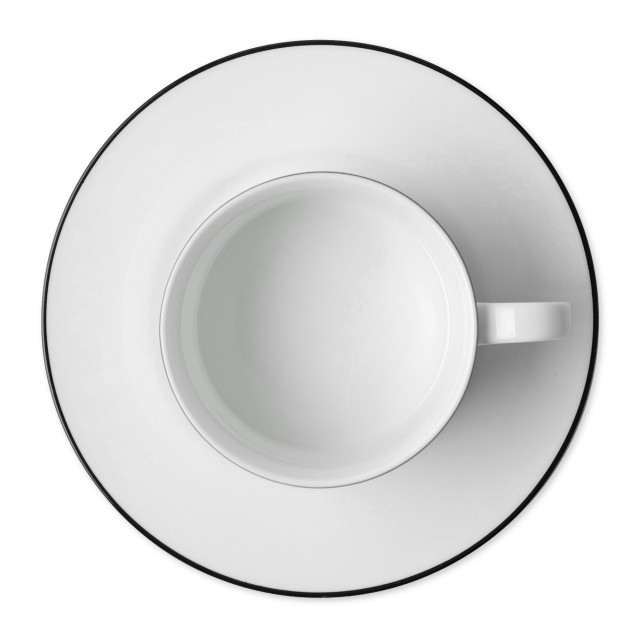 Jenna Clifford Premium Porcelain Cups & Saucers with Black Line, Set of 4