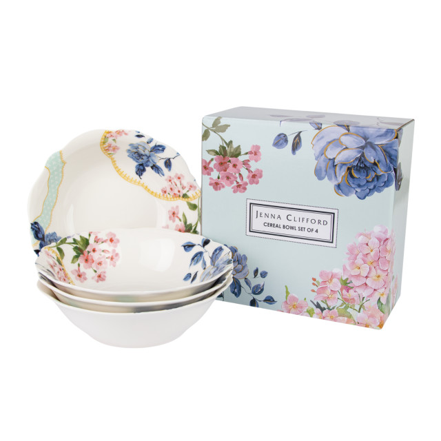 Jenna Clifford Belle Fleur Cereal Bowls, Set of 4