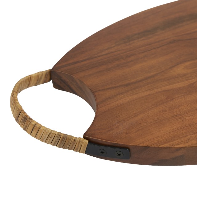 Humble & Mash Wooden Platter with Rattan Handle, 52cm