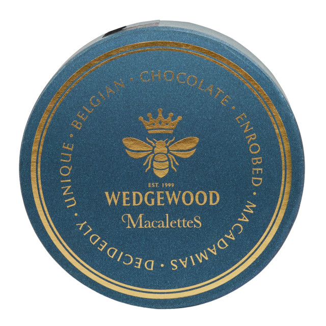 Wedgewood Nougat Milk Belgian Chocolate & Sea Salt Macadamias in Macalette Hat Box